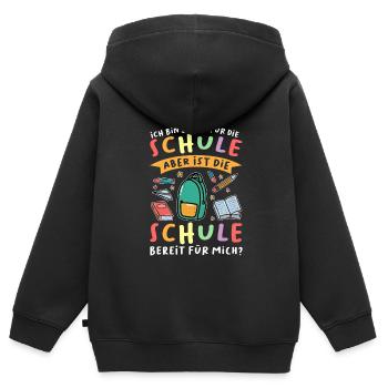 Schulkind Schulanfang Schulanfänger Geschenk - Kinder Premium Organic Zip Hoodie - Schwarz - Hinten - AI Model Kid Male (0cm)