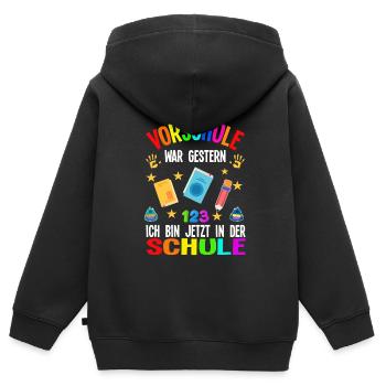 Schulkind Schulanfang Schulanfänger Geschenk - Kinder Premium Organic Zip Hoodie - Schwarz - Hinten - AI Model Kid Male (0cm)