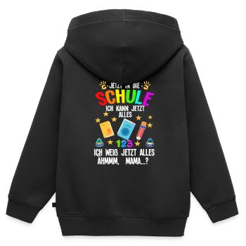 Schulkind Schulanfang Schulanfänger Geschenk - Kinder Premium Organic Zip Hoodie - Schwarz - Hinten - AI Model Kid Male (0cm)