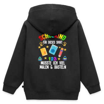 Schulkind Einschulung Schulbeginn Geschenk - Kinder Premium Organic Zip Hoodie - Schwarz - Hinten - AI Model Kid Male (0cm)
