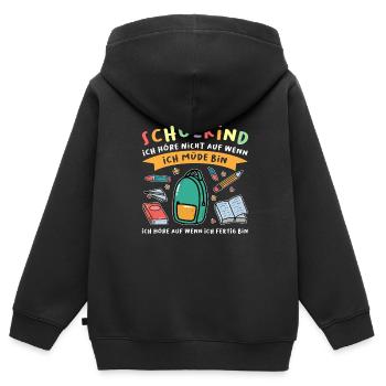 Schulkind Schulanfang Schulanfänger Geschenk - Kinder Premium Organic Zip Hoodie - Schwarz - Hinten - AI Model Kid Male (0cm)