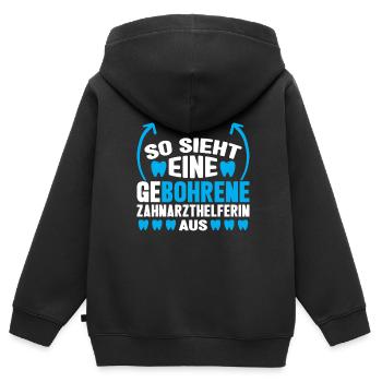 Zahnarzt Bohren Zahn Geschenk - Kinder Premium Organic Zip Hoodie - Schwarz - Hinten - AI Model Kid Male (0cm)