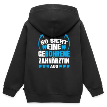 Zahn Zahnarzt Bohren Zahn Geschenk - Kinder Premium Organic Zip Hoodie - Schwarz - Hinten - AI Model Kid Male (0cm)