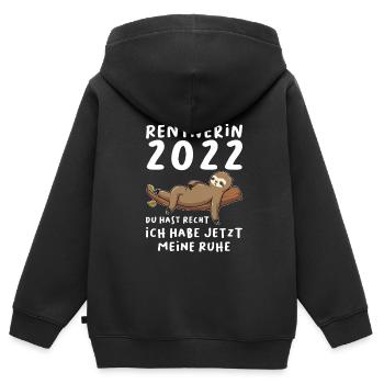Rentnerin 2022 Faultier Rentnerin Geschenk - Kinder Premium Organic Zip Hoodie - Schwarz - Hinten - AI Model Kid Male (0cm)