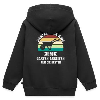 Gartenarbeit Garten Gartenbau Geschenk - Kinder Premium Organic Zip Hoodie - Schwarz - Hinten - AI Model Kid Male (0cm)