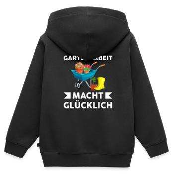 Gartenarbeit Garten Gartenbau Geschenk - Kinder Premium Organic Zip Hoodie - Schwarz - Hinten - AI Model Kid Male (0cm)