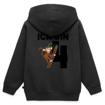 4.Geburtstag Affe 4 Jahre alt Geschenk - Kinder Premium Organic Zip Hoodie - Schwarz - Hinten - AI Model Kid Male (0cm)