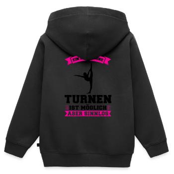 Turnen Mädchen Geräteturnen Geschenk - Kinder Premium Organic Zip Hoodie - Schwarz - Hinten - AI Model Kid Male (0cm)