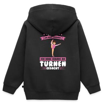Turnen Mädchen Bodenturnen Geschenk - Kinder Premium Organic Zip Hoodie - Schwarz - Hinten - AI Model Kid Male (0cm)