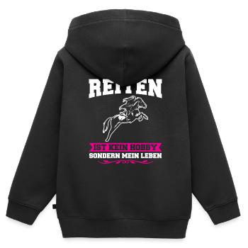 Reiten Mädchen Reiterhof Geschenk - Kinder Premium Organic Zip Hoodie - Schwarz - Hinten - AI Model Kid Male (0cm)