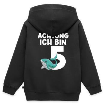 5.Geburtstag Wal Geburtstagsfeier Geschenk - Kinder Premium Organic Zip Hoodie - Schwarz - Hinten - AI Model Kid Male (0cm)