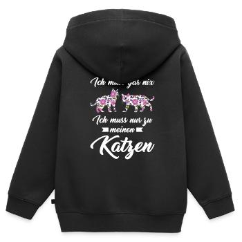 Katze Tier Katzenfreunde Geschenk - Kinder Premium Organic Zip Hoodie - Schwarz - Hinten - AI Model Kid Male (0cm)