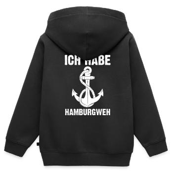 Hamburg Norddeutschland Hamburger Geschenk - Kinder Premium Organic Zip Hoodie - Schwarz - Hinten - AI Model Kid Male (0cm)