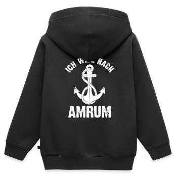 Amrum Norddeutschland Anker Geschenk - Kinder Premium Organic Zip Hoodie - Schwarz - Hinten - AI Model Kid Male (0cm)