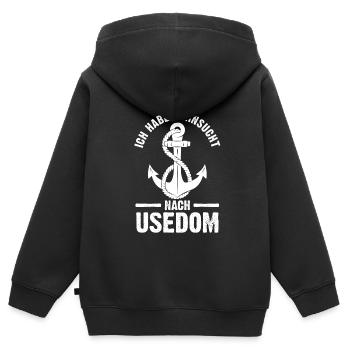 Usedom Norddeutschland Ostsee Geschenk - Kinder Premium Organic Zip Hoodie - Schwarz - Hinten - AI Model Kid Male (0cm)