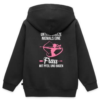 Bogen Sport Bogenschießen Bogen Geschenk - Kinder Premium Organic Zip Hoodie - Schwarz - Hinten - AI Model Kid Male (0cm)