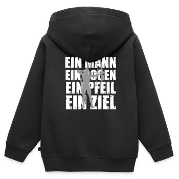 Bogen Sport Bogenschießen Bogen Geschenk - Kinder Premium Organic Zip Hoodie - Schwarz - Hinten - AI Model Kid Male (0cm)