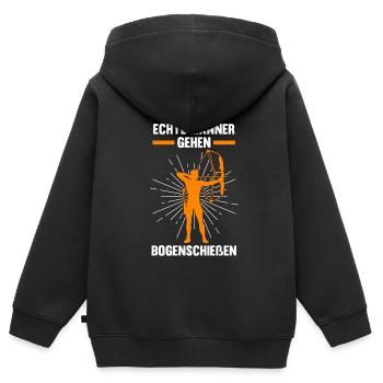 Bogen Sport Bogenschießen Bogen Geschenk - Kinder Premium Organic Zip Hoodie - Schwarz - Hinten - AI Model Kid Male (0cm)
