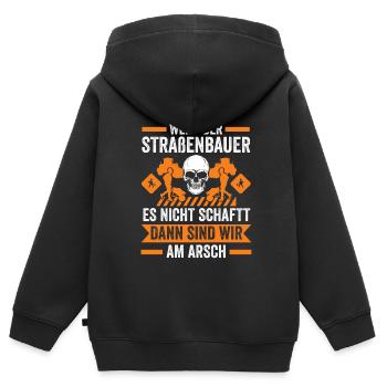 Straßenbauer Job Straßenbau Geschenk - Kinder Premium Organic Zip Hoodie - Schwarz - Hinten - AI Model Kid Male (0cm)