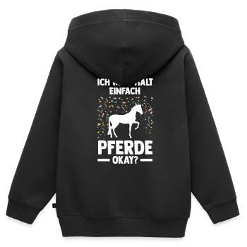 Reiten Pferd Pferdesport Geschenk - Kinder Premium Organic Zip Hoodie - Schwarz - Hinten - AI Model Kid Male (0cm)