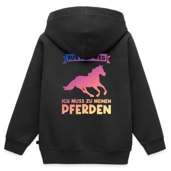 Reiterin Pferd Pferdesport Geschenk - Kinder Premium Organic Zip Hoodie - Schwarz - Hinten - AI Model Kid Male (0cm)