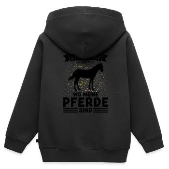 Reiten Pferd Pferdesport Geschenk - Kinder Premium Organic Zip Hoodie - Schwarz - Hinten - AI Model Kid Male (0cm)