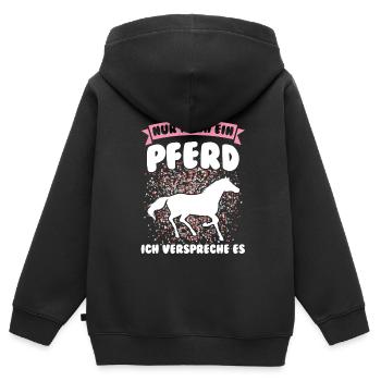 Reiten Pferd Pferdesport Geschenk - Kinder Premium Organic Zip Hoodie - Schwarz - Hinten - AI Model Kid Male (0cm)