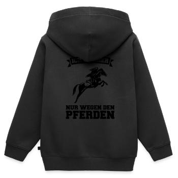 Reiten Pferd Pferdesport Geschenk - Kinder Premium Organic Zip Hoodie - Schwarz - Hinten - AI Model Kid Male (0cm)