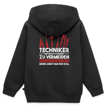 Techniker Beruf Fachmann Technik Geschenk - Kinder Premium Organic Zip Hoodie - Schwarz - Hinten - AI Model Kid Male (0cm)