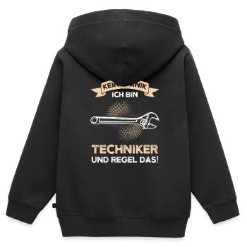 Techniker Beruf Fachmann Technik Geschenk - Kinder Premium Organic Zip Hoodie - Schwarz - Hinten - AI Model Kid Male (0cm)