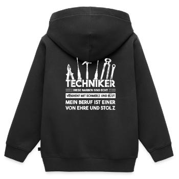 Techniker Beruf Technik Geschenk - Kinder Premium Organic Zip Hoodie - Schwarz - Hinten - AI Model Kid Male (0cm)