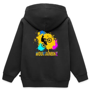 Mountainbike Rennen Rennräder Geschenk - Kinder Premium Organic Zip Hoodie - Schwarz - Hinten - AI Model Kid Male (0cm)