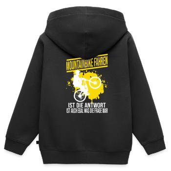 Mountainbike Rennen Radsport Geschenk - Kinder Premium Organic Zip Hoodie - Schwarz - Hinten - AI Model Kid Male (0cm)