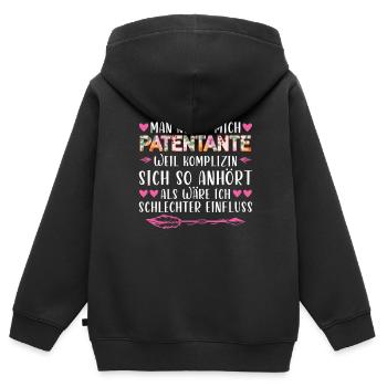 Patentante Taufe Patin Geschenk - Kinder Premium Organic Zip Hoodie - Schwarz - Hinten - AI Model Kid Male (0cm)
