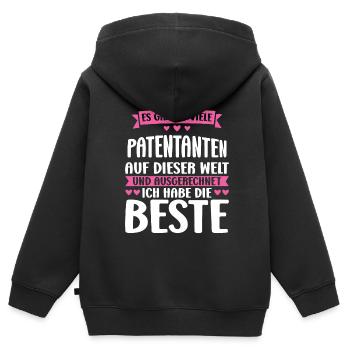 Patentante Taufe Patenkind Geschenk - Kinder Premium Organic Zip Hoodie - Schwarz - Hinten - AI Model Kid Male (0cm)