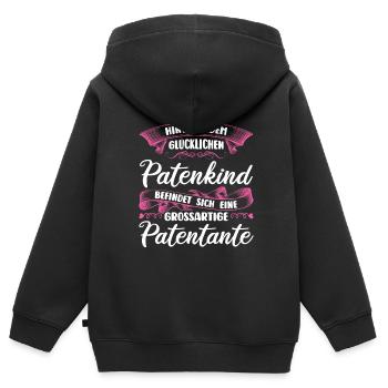 Patentante Taufe Patentanten Geschenk - Kinder Premium Organic Zip Hoodie - Schwarz - Hinten - AI Model Kid Male (0cm)