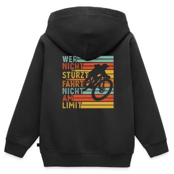 Mountainbike Downhill Radrennen Geschenk - Kinder Premium Organic Zip Hoodie - Schwarz - Hinten - AI Model Kid Male (0cm)