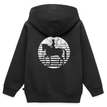 Dressur Dressurreiten Dressurreiter Reiten Pferd - Kinder Premium Organic Zip Hoodie - Schwarz - Hinten - AI Model Kid Male (0cm)