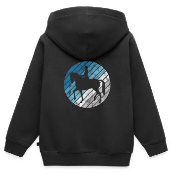 Dressur Dressurreiten Dressurreiter Reiten Pferd - Kinder Premium Organic Zip Hoodie - Schwarz - Hinten - AI Model Kid Male (0cm)