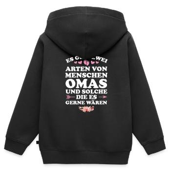 Oma Großmutter Großeltern Geschenk - Kinder Premium Organic Zip Hoodie - Schwarz - Hinten - AI Model Kid Male (0cm)