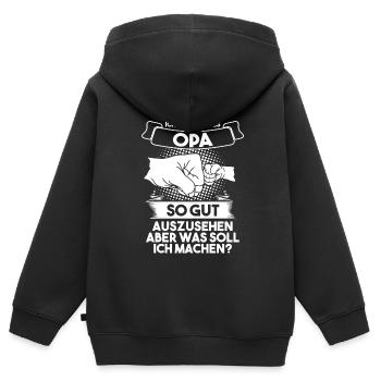 Opa Großvater Großeltern Geschenk - Kinder Premium Organic Zip Hoodie - Schwarz - Hinten - AI Model Kid Male (0cm)
