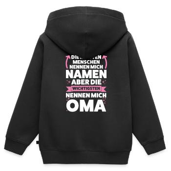 Oma Großmutter Omi Geschenk - Kinder Premium Organic Zip Hoodie - Schwarz - Hinten - AI Model Kid Male (0cm)
