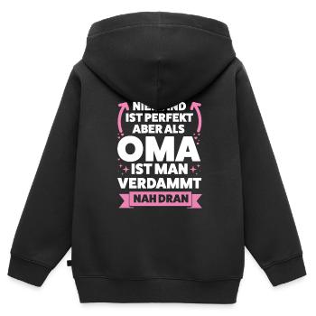 Oma Großmutter Großmütter Geschenk - Kinder Premium Organic Zip Hoodie - Schwarz - Hinten - AI Model Kid Male (0cm)