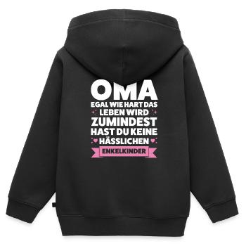 Oma Großmutter Großeltern Geschenk - Kinder Premium Organic Zip Hoodie - Schwarz - Hinten - AI Model Kid Male (0cm)