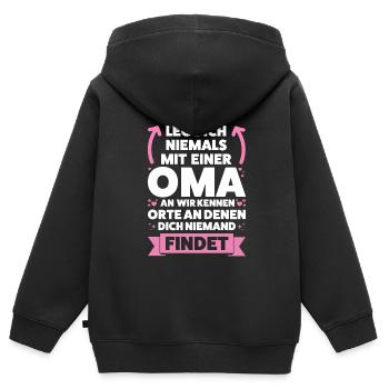 Oma Großmutter Großmütter Geschenk - Kinder Premium Organic Zip Hoodie - Schwarz - Hinten - AI Model Kid Male (0cm)