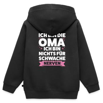 Oma Großmutter Großeltern Geschenk - Kinder Premium Organic Zip Hoodie - Schwarz - Hinten - AI Model Kid Male (0cm)
