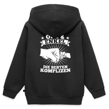 Opa & Enkel Familie Enkel Geschenk - Kinder Premium Organic Zip Hoodie - Schwarz - Hinten - AI Model Kid Male (0cm)