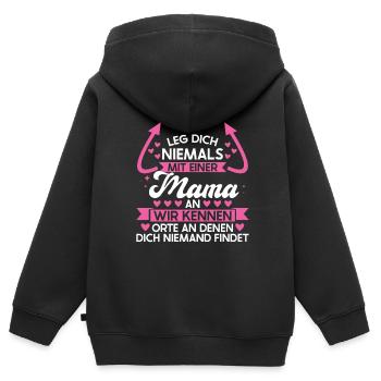 Mutter Familie Mütter Geschenk - Kinder Premium Organic Zip Hoodie - Schwarz - Hinten - AI Model Kid Male (0cm)