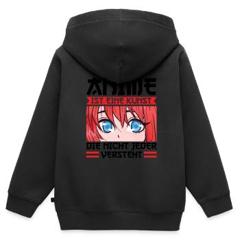 Anime Merch Otaku Geschenk - Kinder Premium Organic Zip Hoodie - Schwarz - Hinten - AI Model Kid Male (0cm)