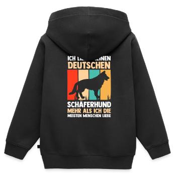 Hund Hundebesitzer Hund Hundebesitzer Geschenk - Kinder Premium Organic Zip Hoodie - Schwarz - Hinten - AI Model Kid Male (0cm)